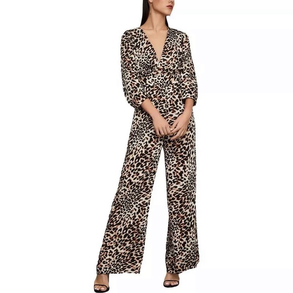 BCBGMaxAzria Pants - BCBGmaxazria wide leg leopard printed jumpsuit XS
